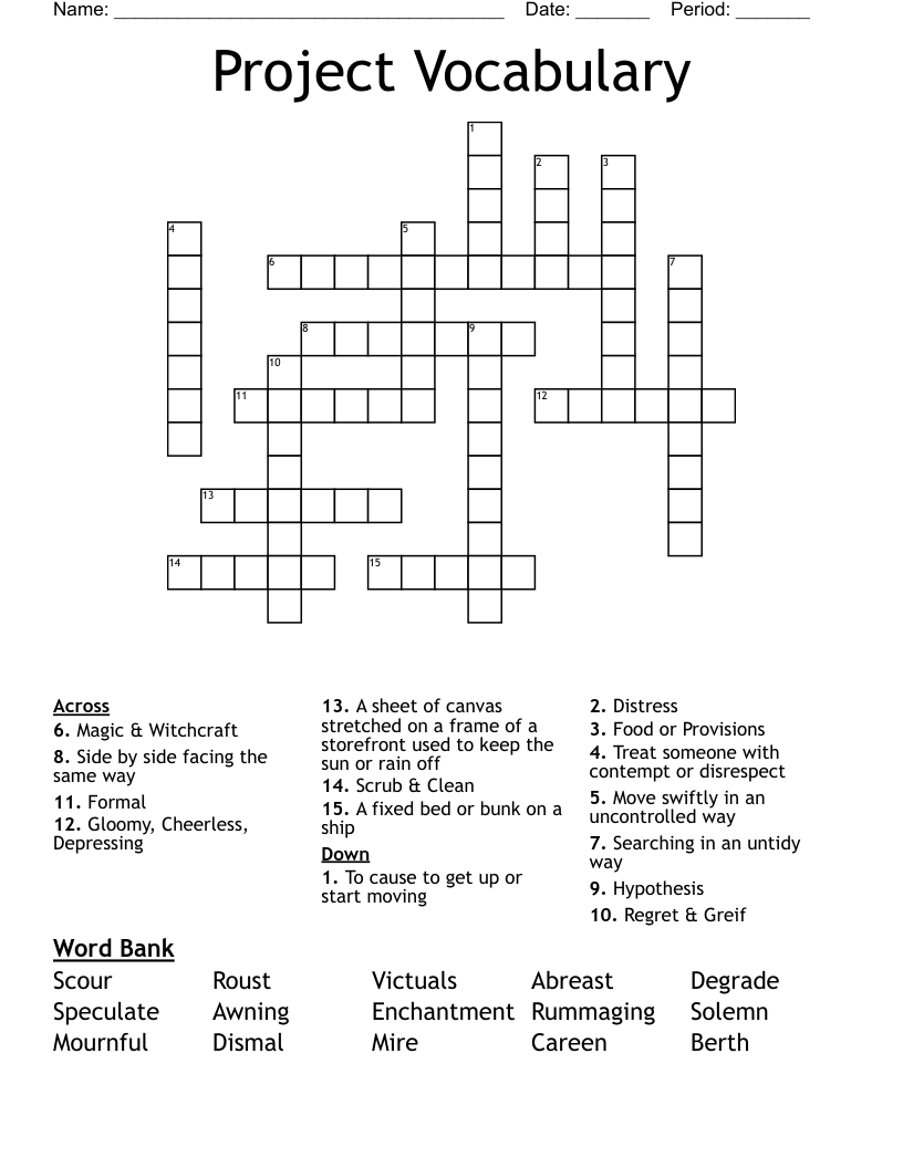 Project Vocabulary  Crossword