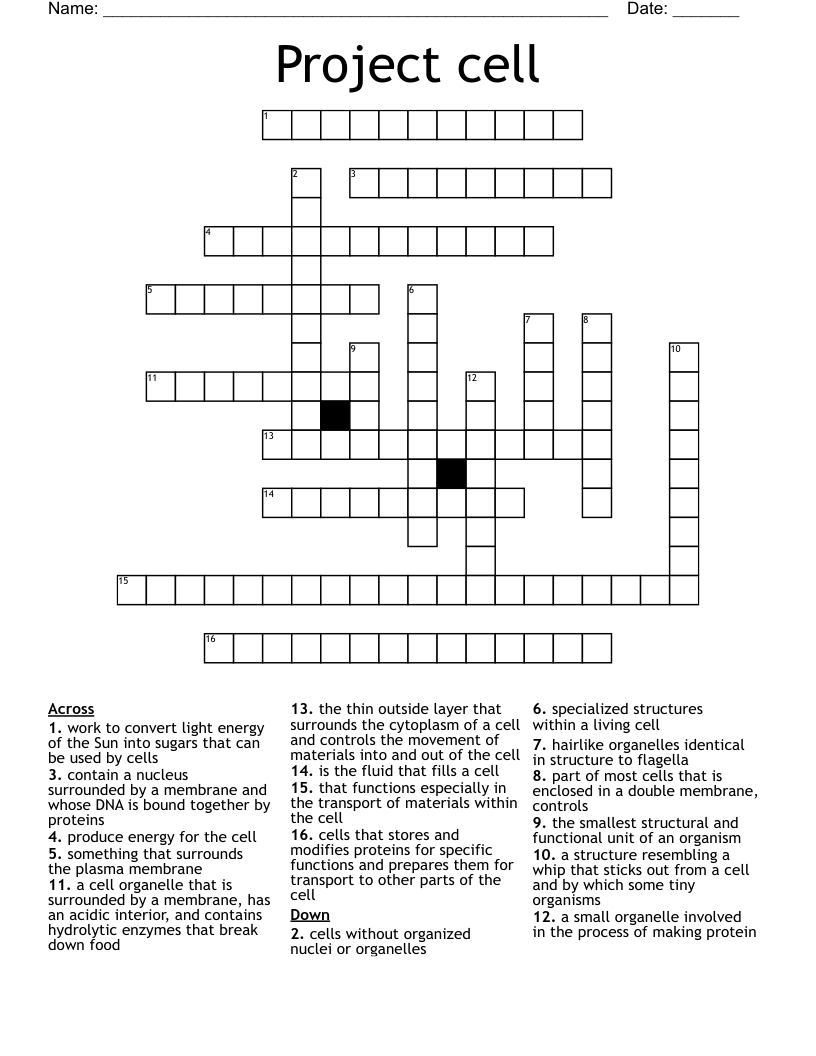 Project cell Crossword