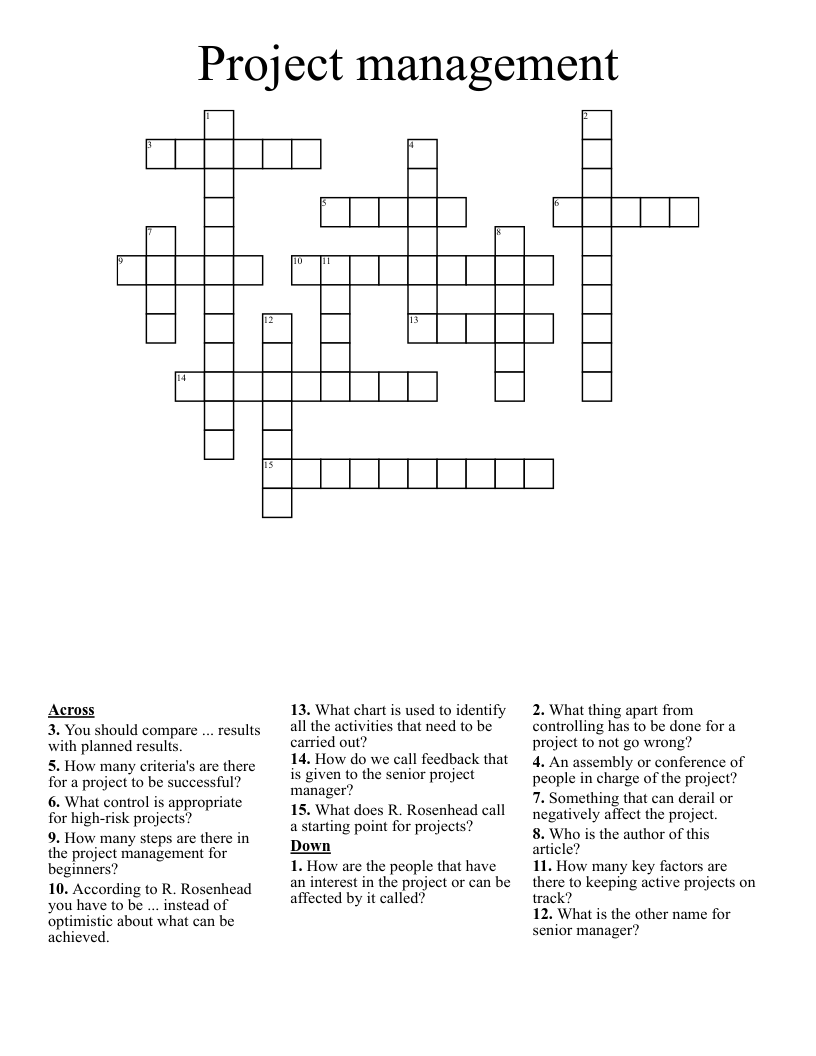 Project management Crossword