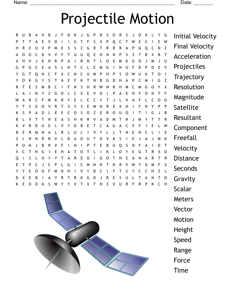 Projectile Motion Word Search