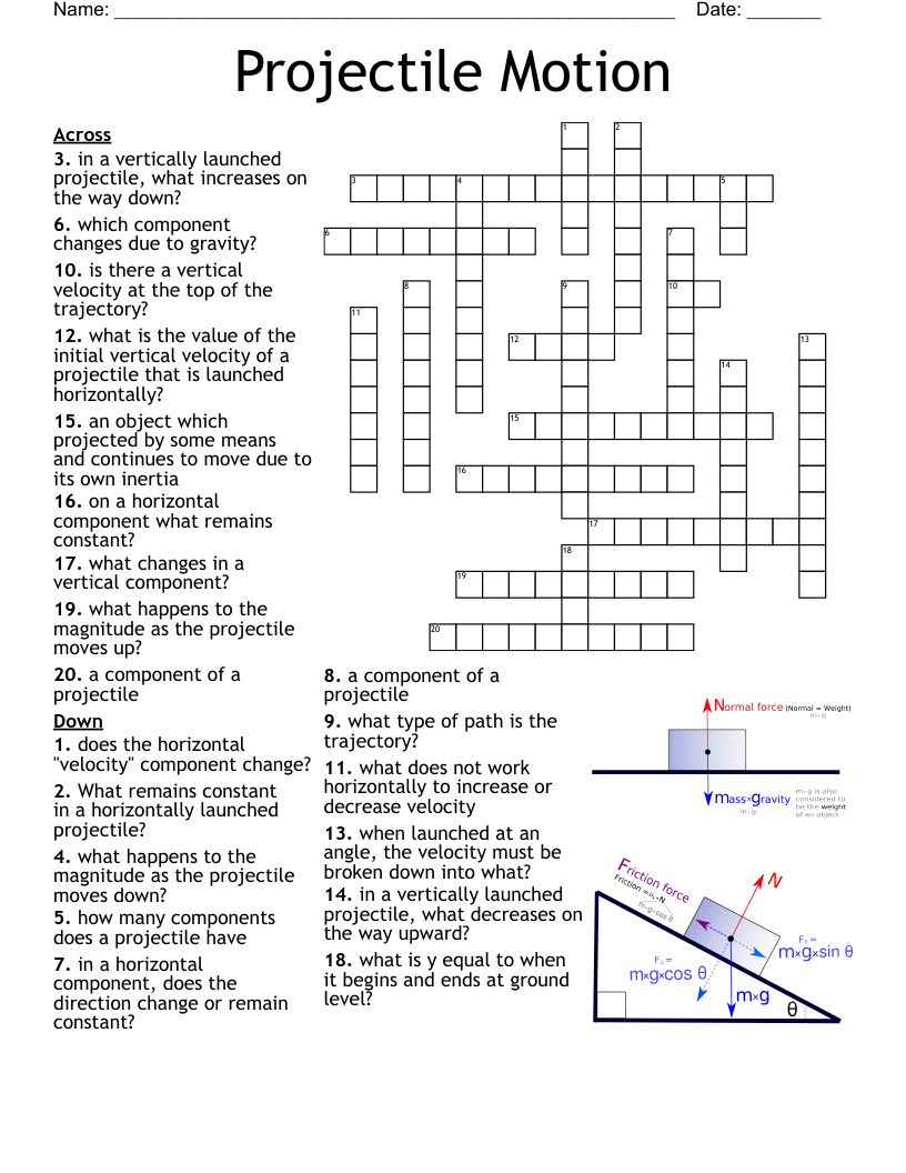 Projectile Motion Crossword