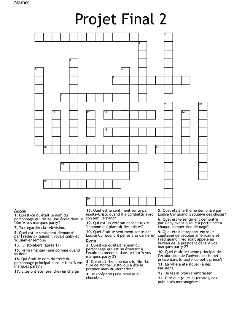 Projet Final 2 Crossword