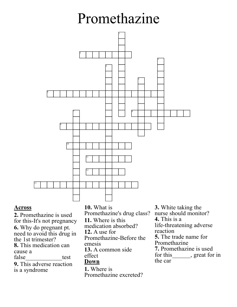 Promethazine Crossword