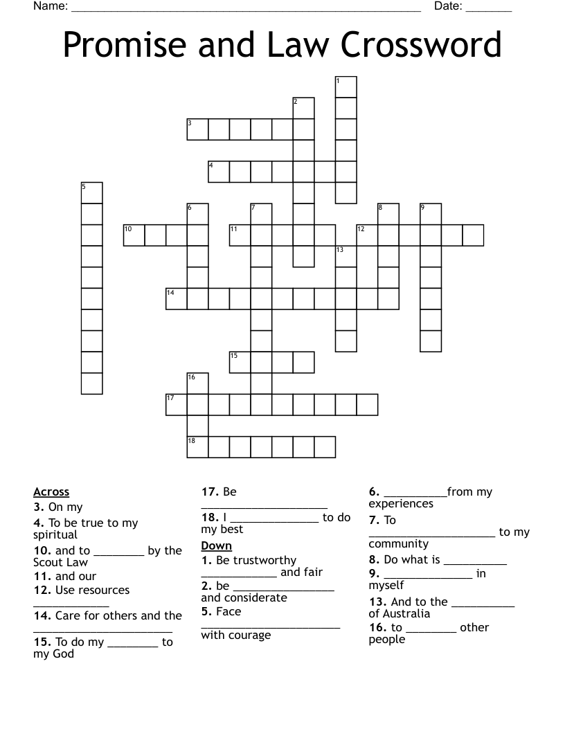 Promise and Law Crossword