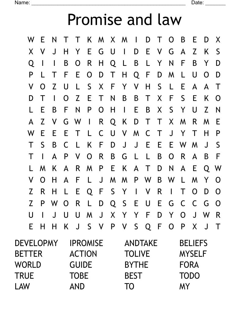 Promise and law Word Search
