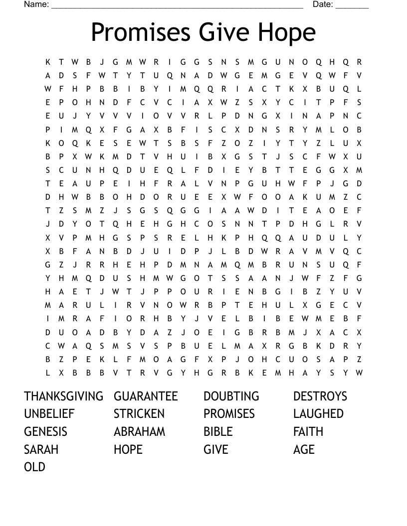 Promises Give Hope Word Search