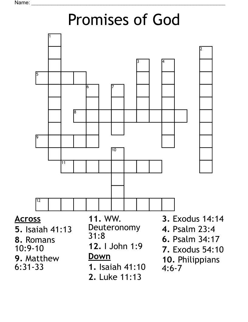 Promises of God Crossword