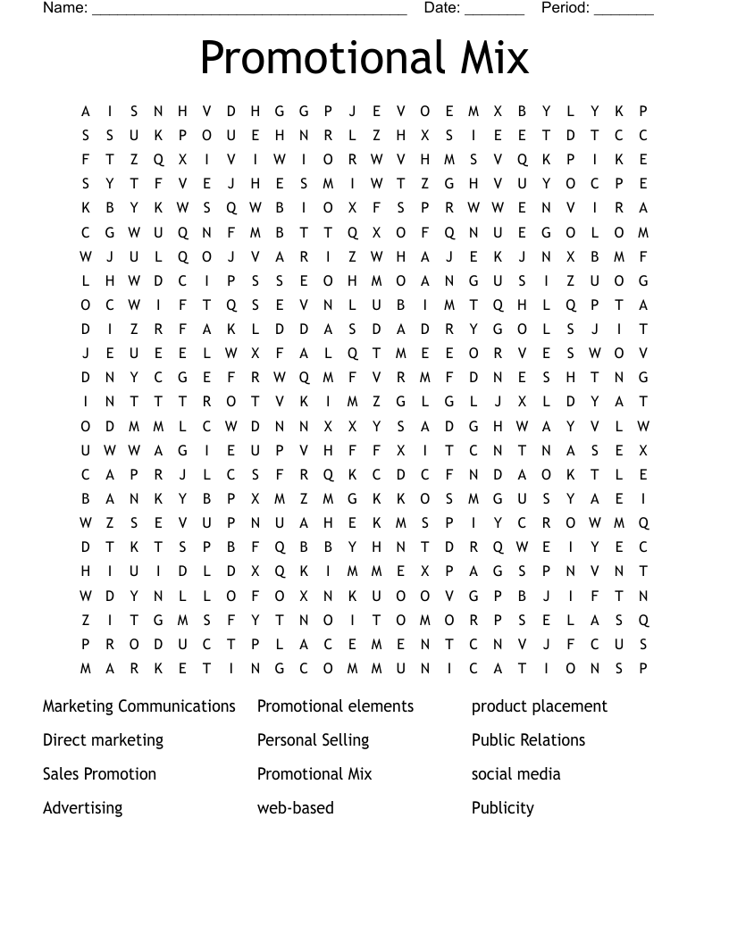 Promotional Mix Word Search