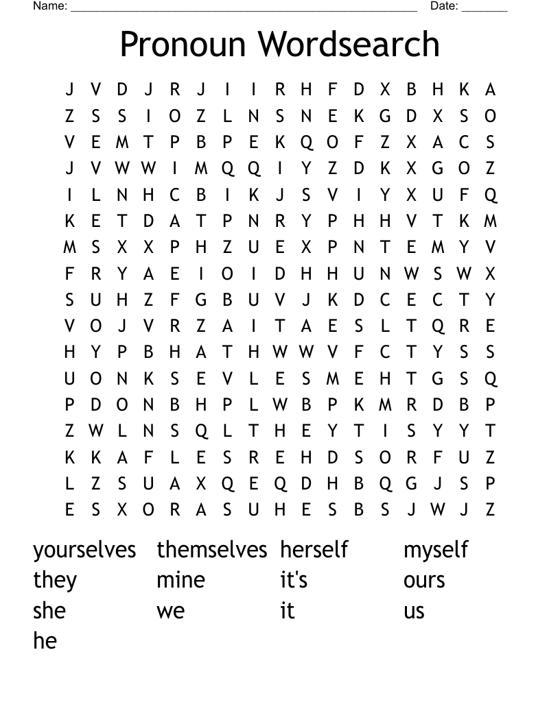 Pronoun Wordsearch 