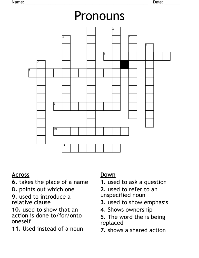 Pronouns Crossword
