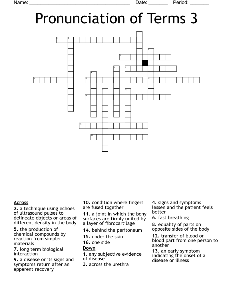 Pronunciation of Terms 3 Crossword