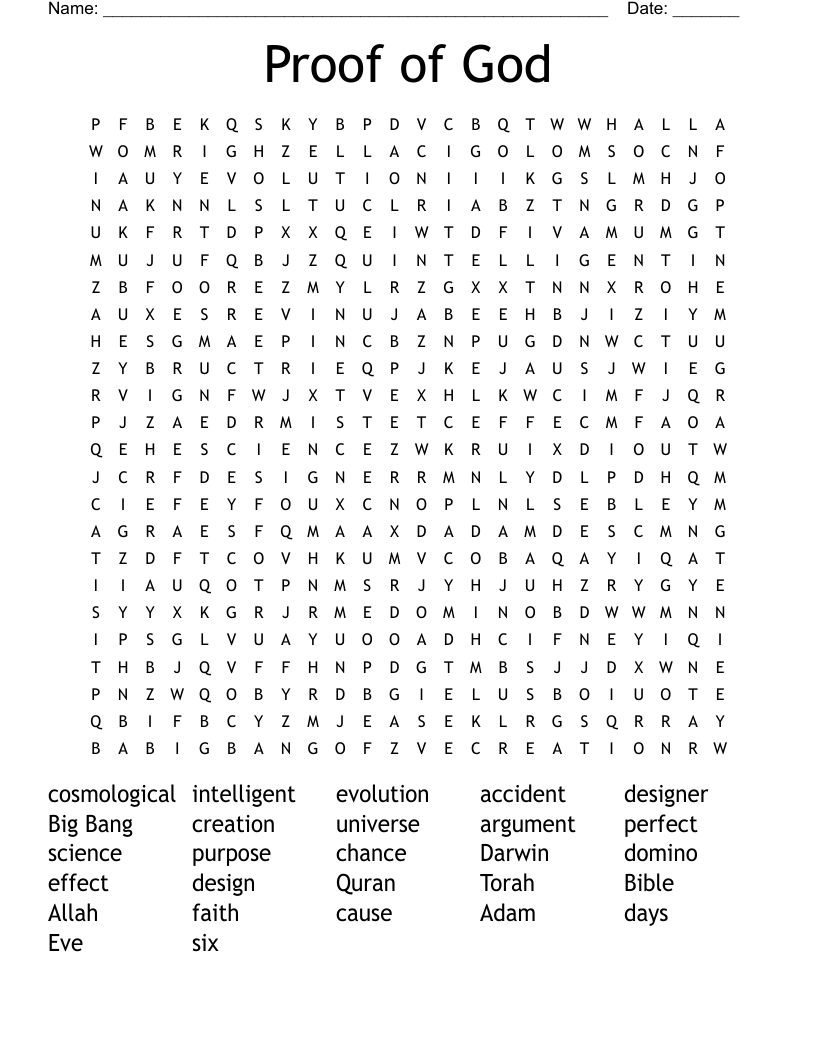 Proof of God Word Search