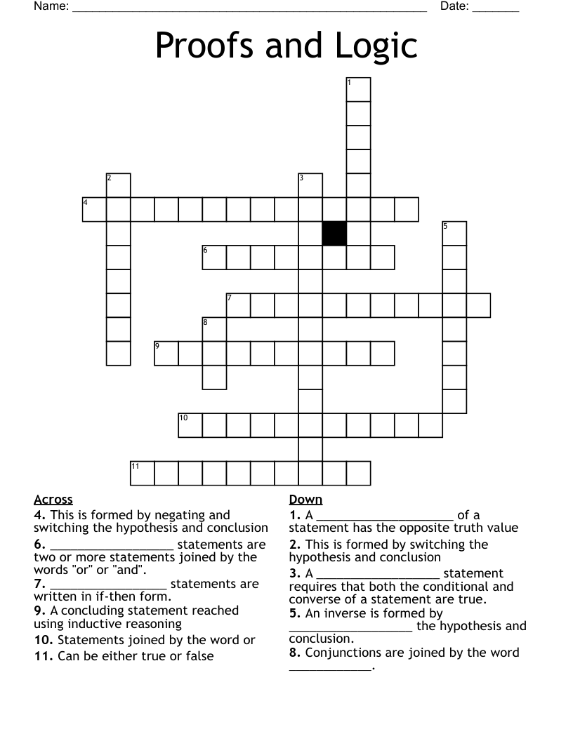 Proofs and Logic Crossword