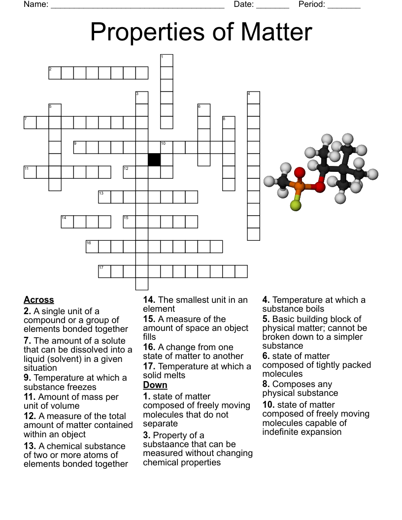 Properties of Matter Crossword