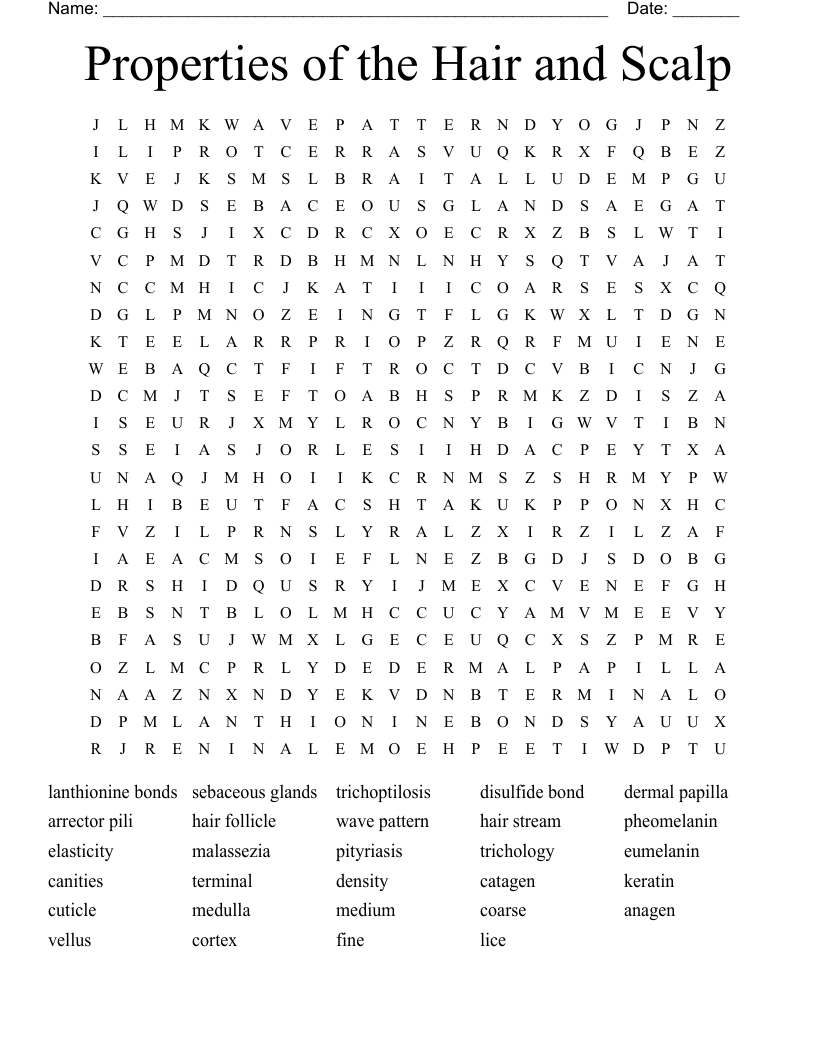 Properties of the Hair and Scalp Word Search