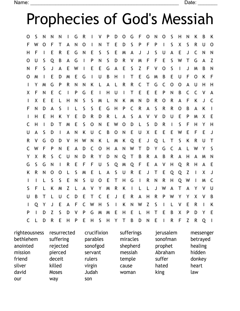 Prophecies of God's Messiah Word Search