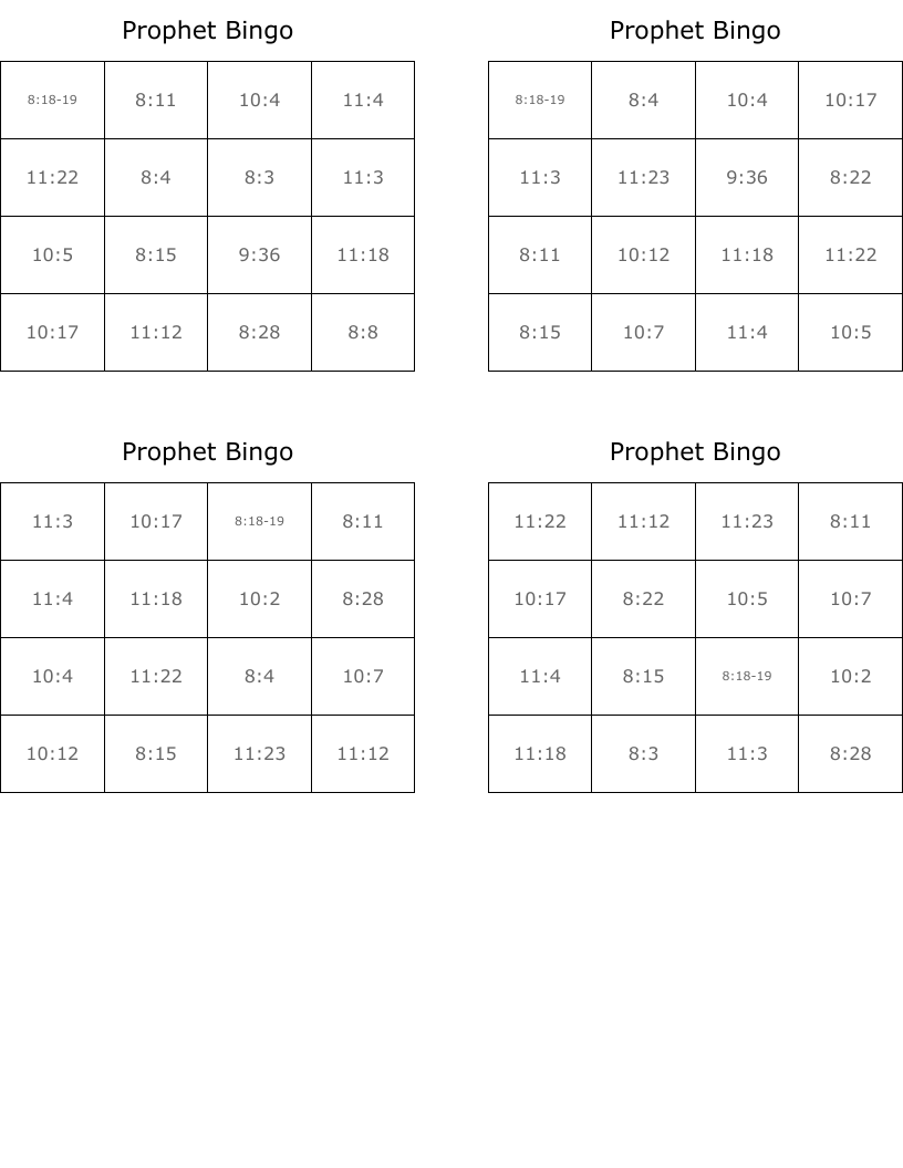 Prophet Bingo