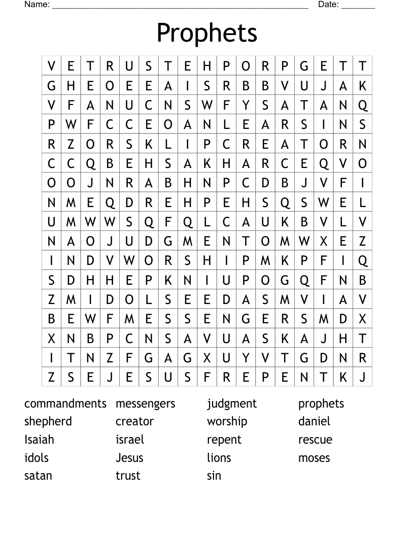 Prophets Word Search