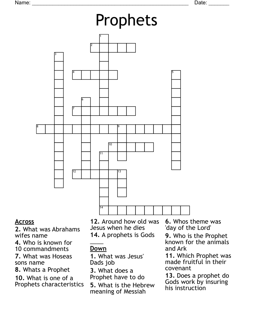 Prophets Crossword