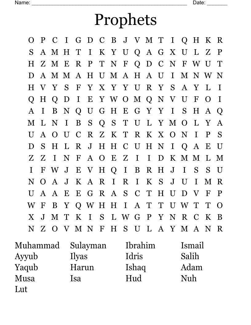 Prophets Word Search