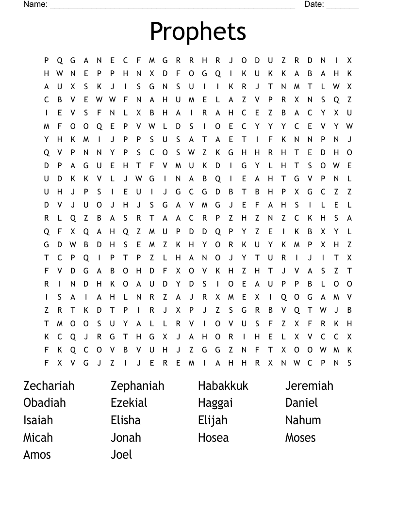 Prophets Word Search