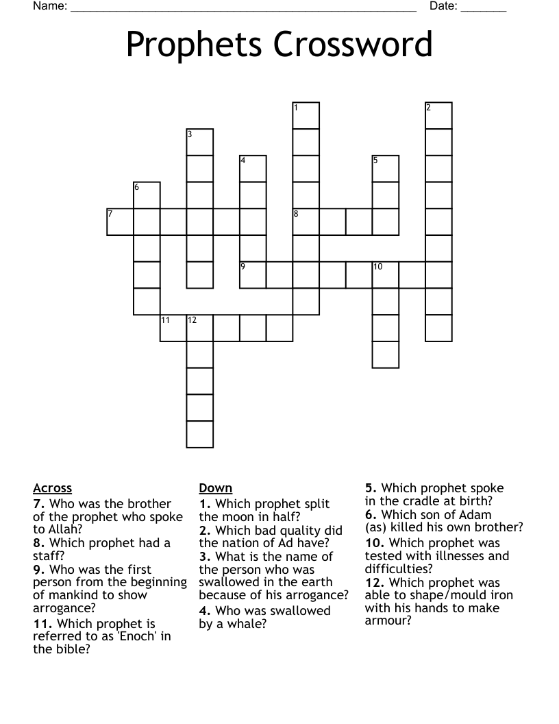 Prophets Crossword