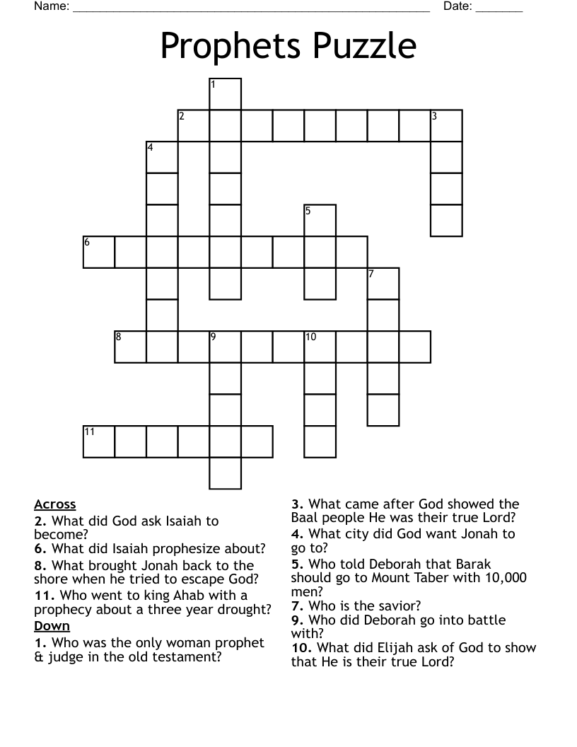 Prophets Puzzle Crossword