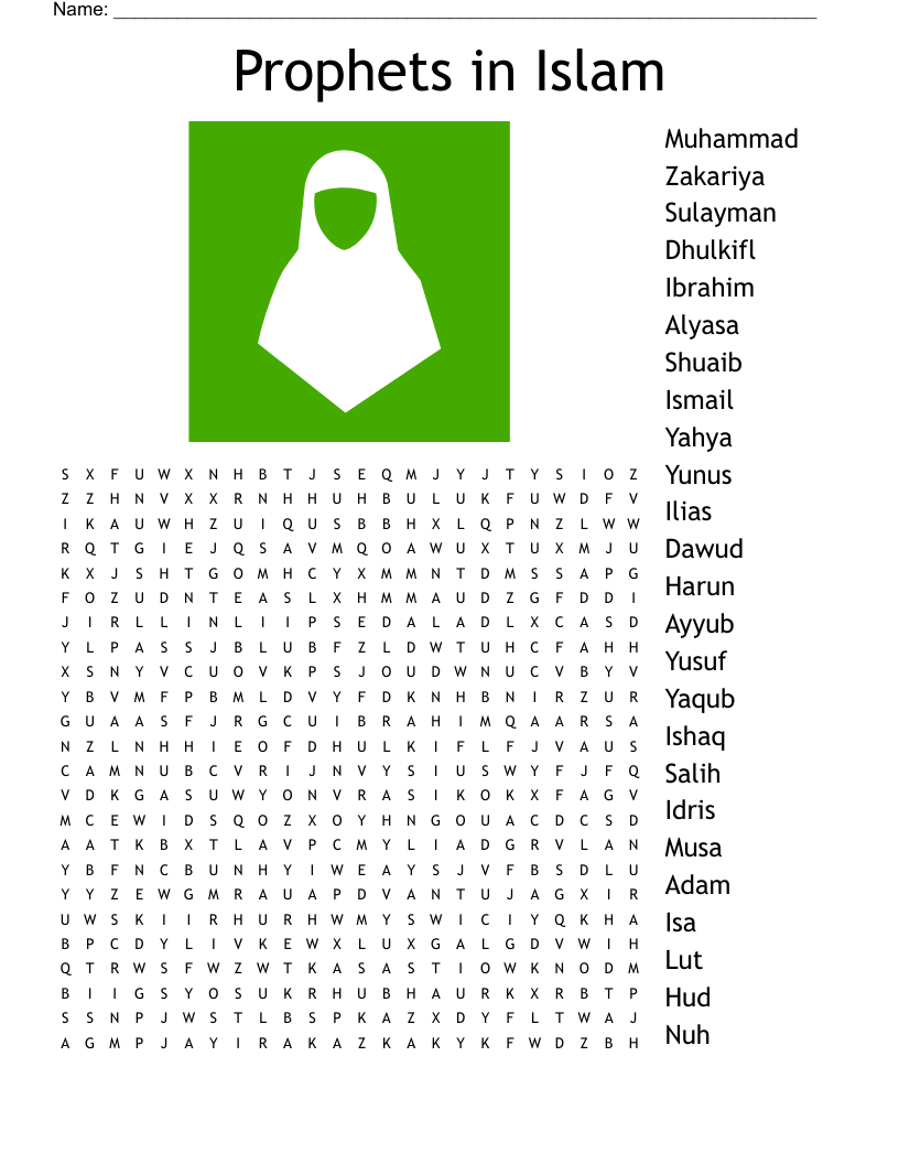 Prophets in Islam Word Search