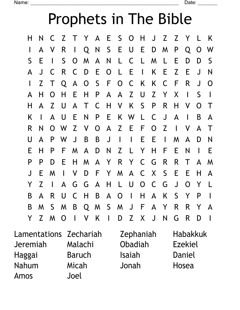 Prophets in The Bible Word Search