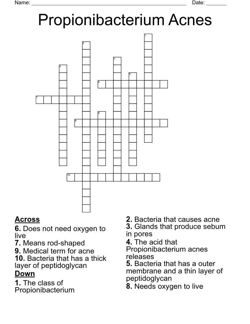Propionibacterium Acnes Crossword