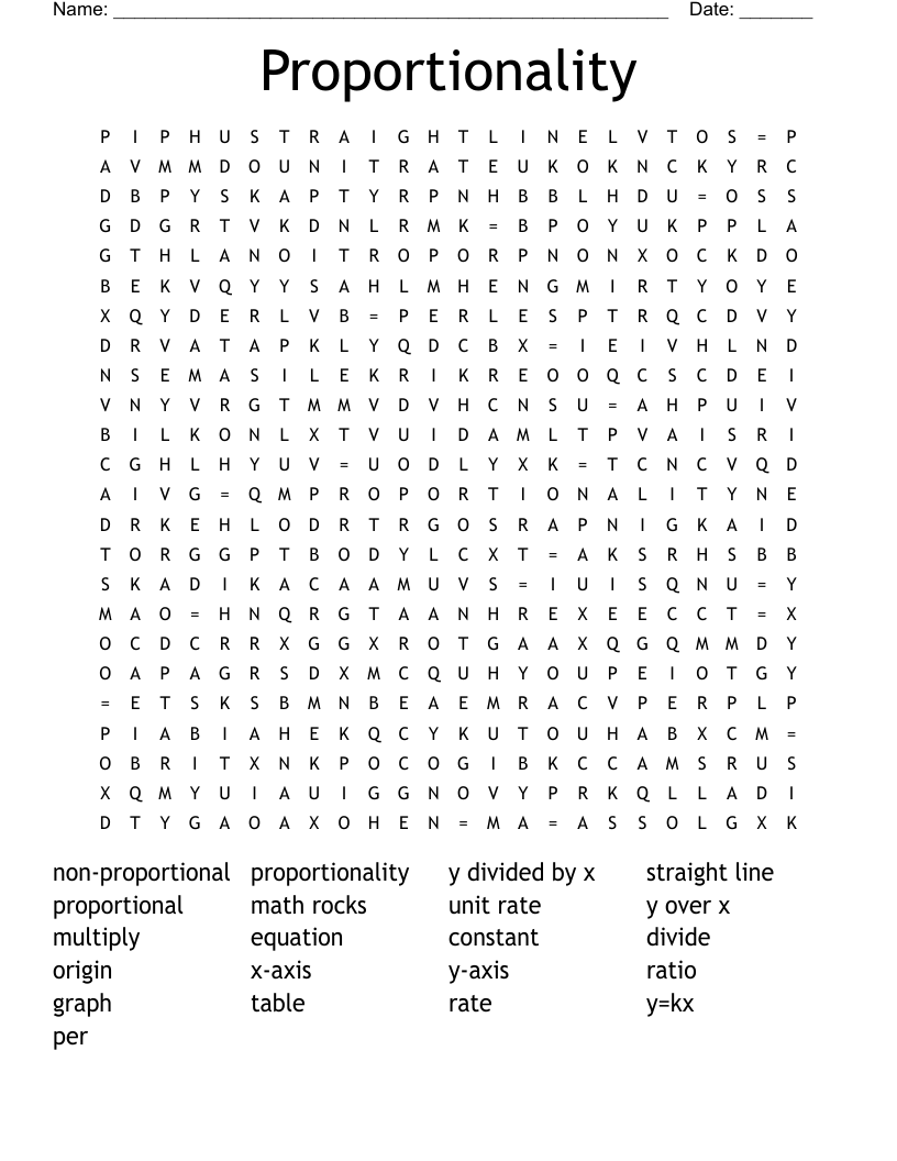 Proportionality Word Search
