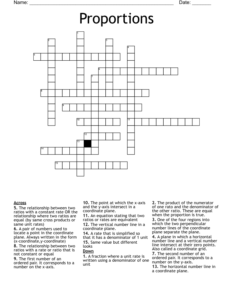 Proportions Crossword