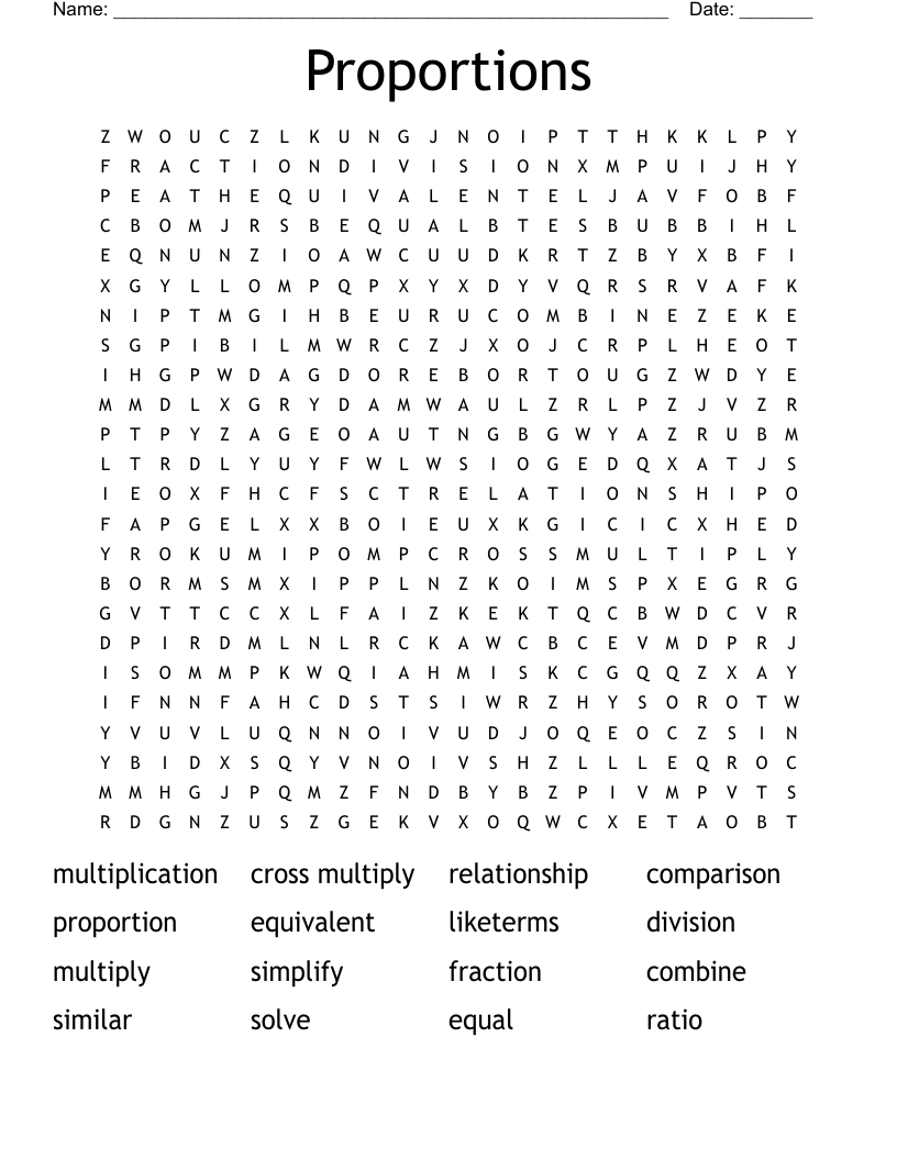 Proportions  Word Search