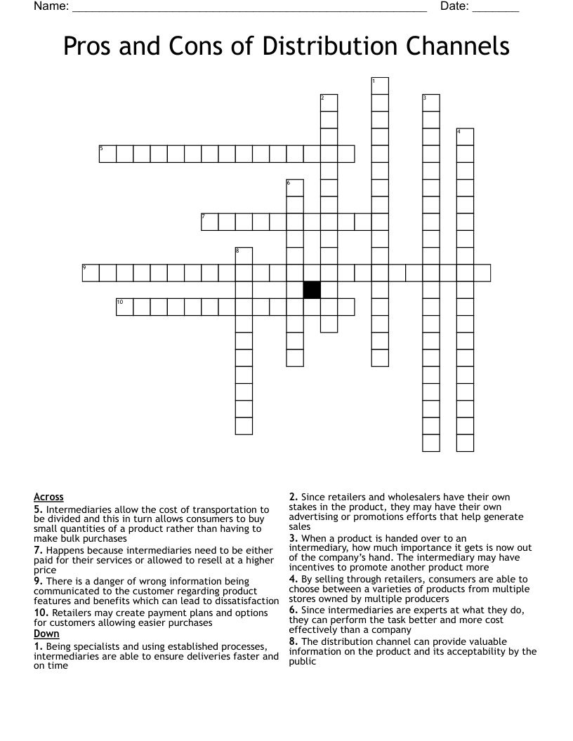 Pros and Cons of Distribution Channels  Crossword