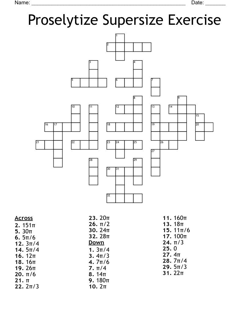 Proselytize Supersize Exercise  Crossword