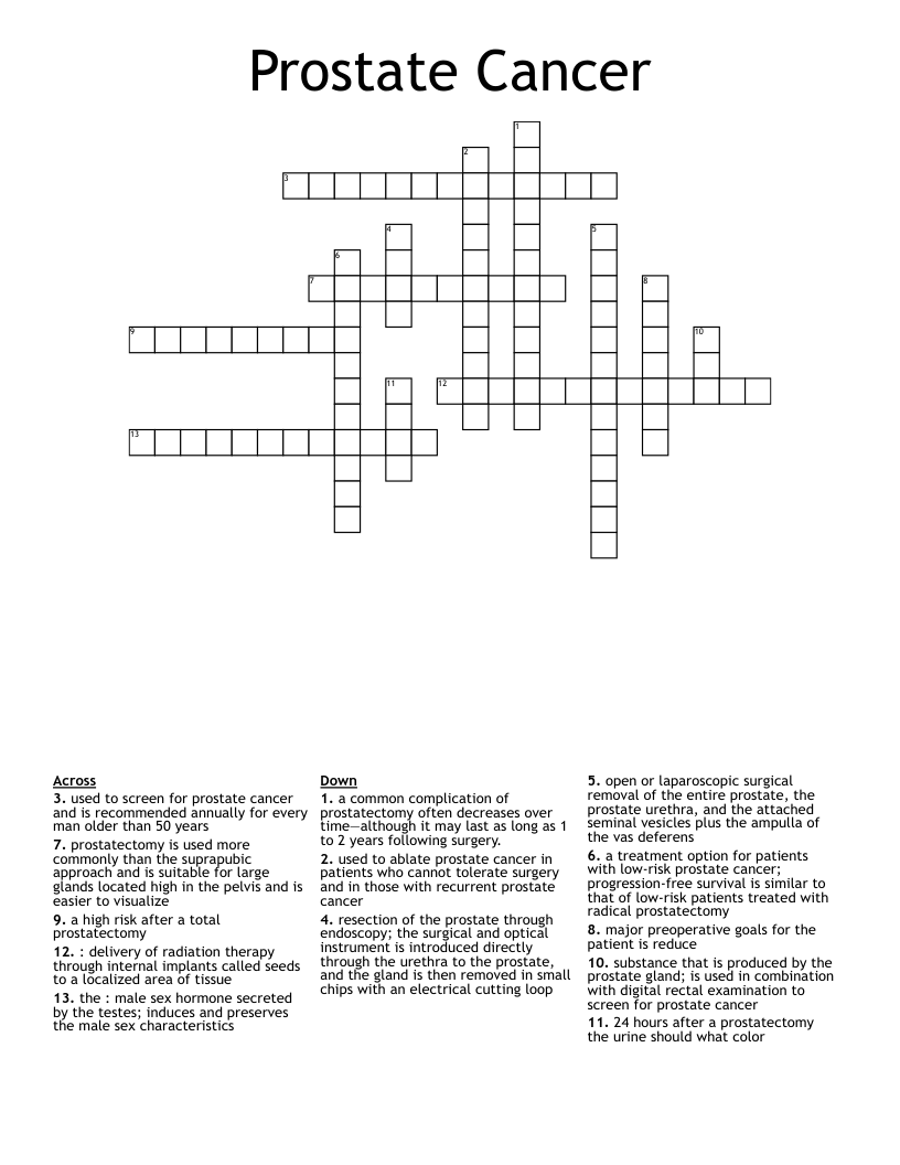 Prostate Cancer Crossword
