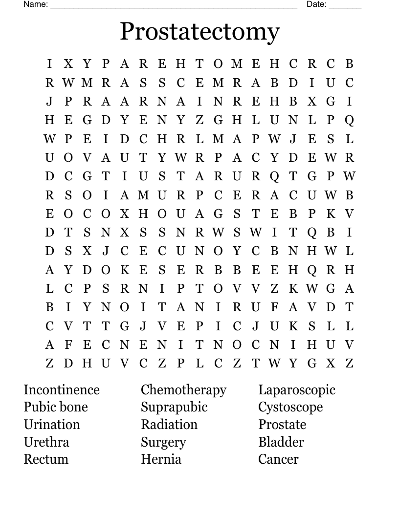 Prostatectomy Word Search