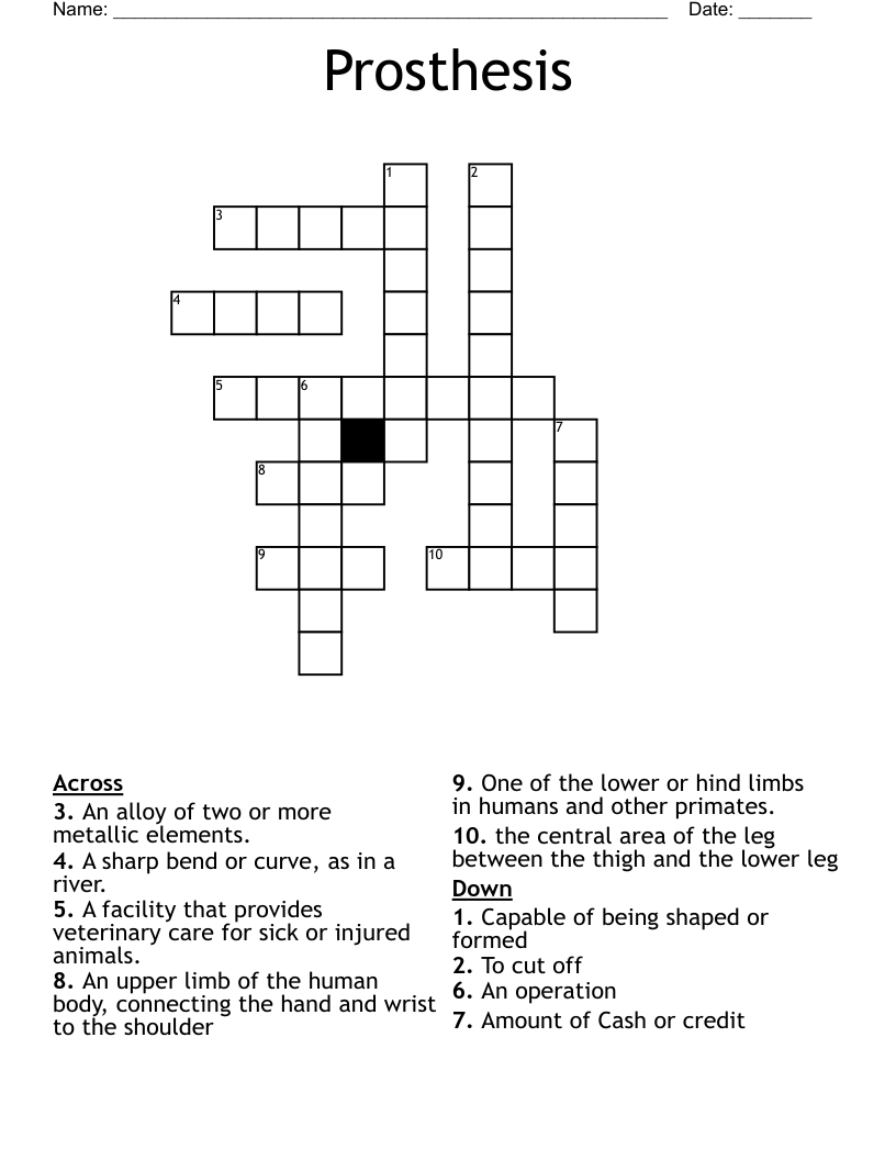 Prosthesis Crossword