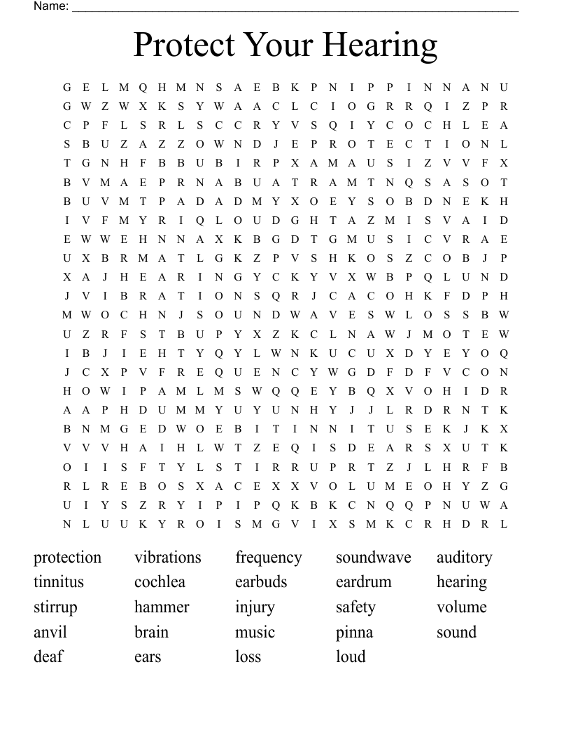 Protect Your Hearing Word Search