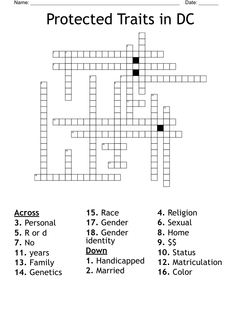 Protected Traits in DC Crossword