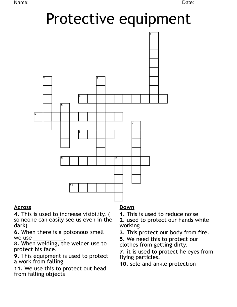 Protective equipment Crossword