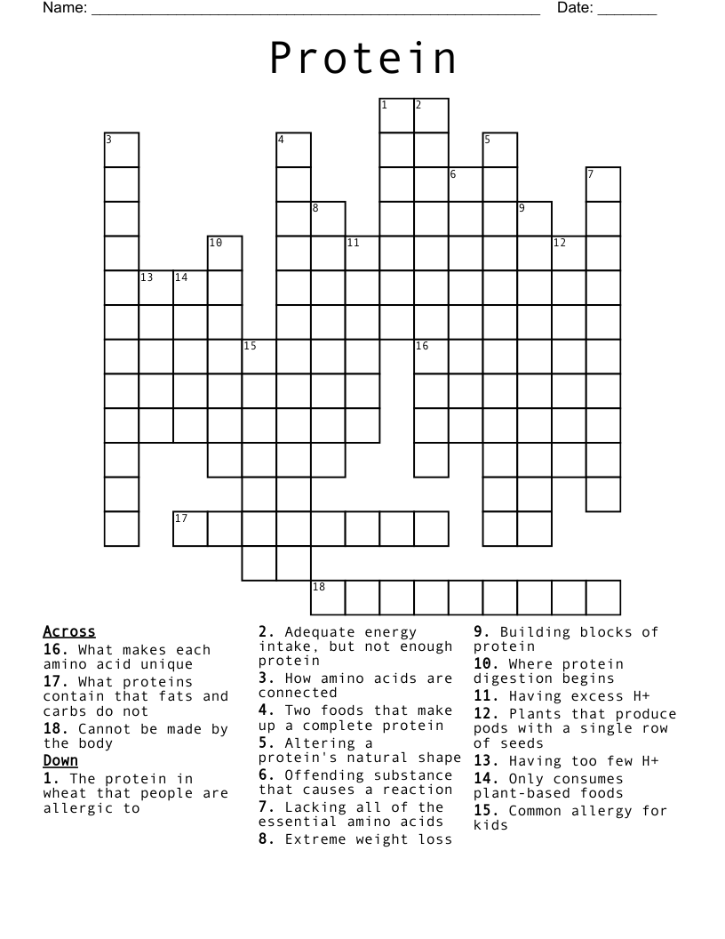 Protein Crossword