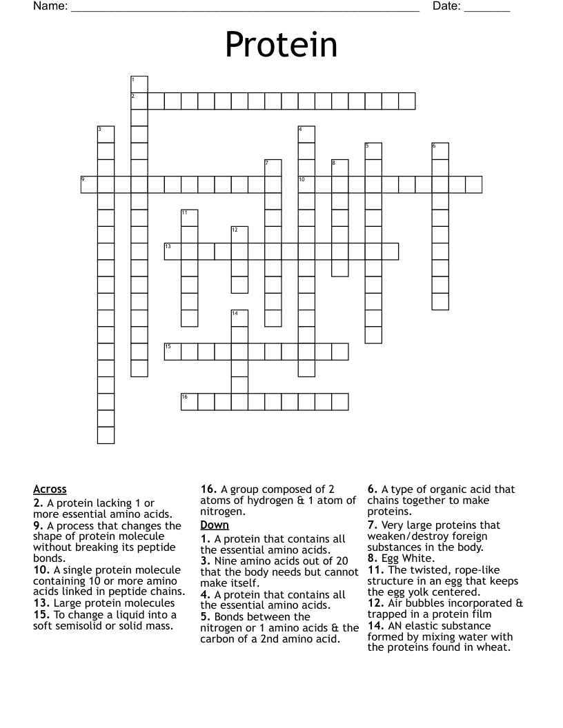 Protein Crossword