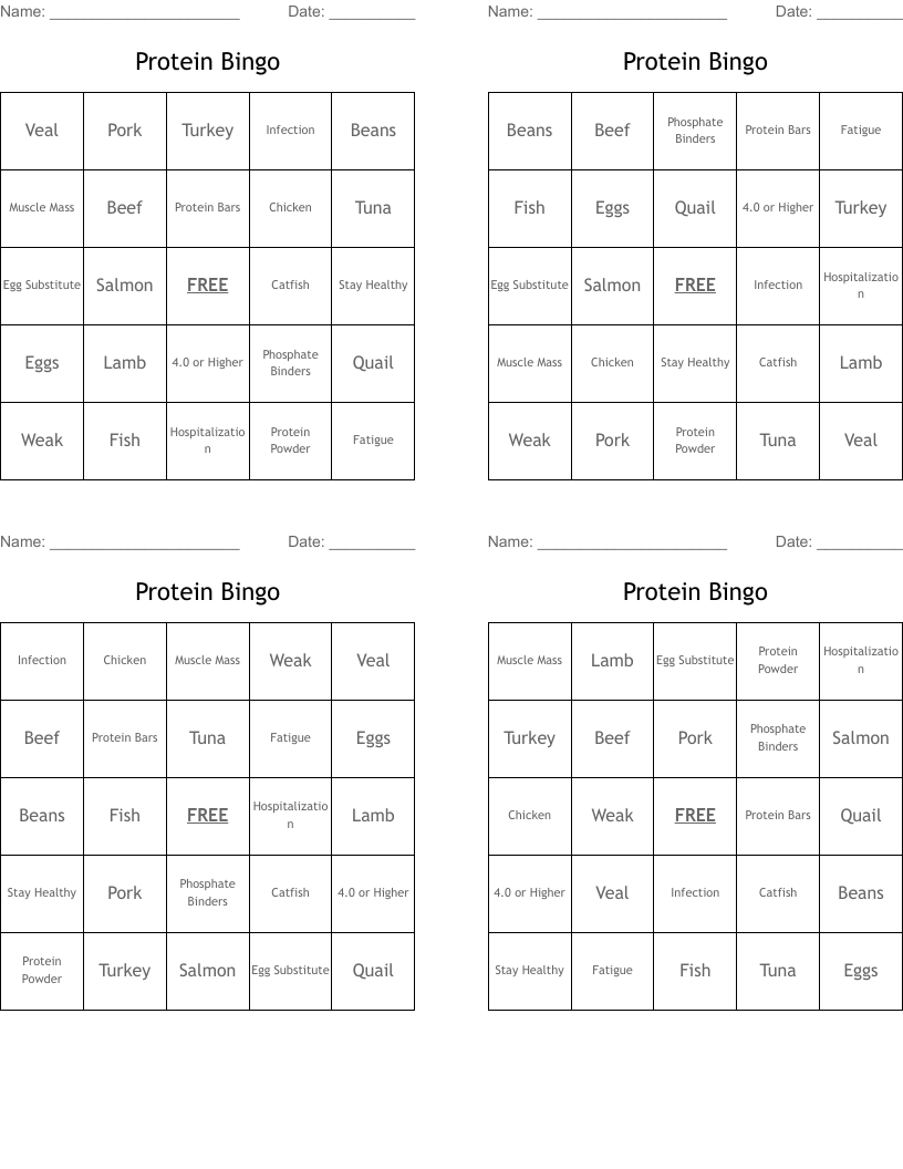 Protein Bingo