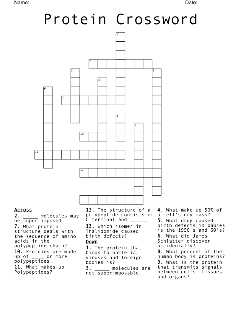 Protein Crossword