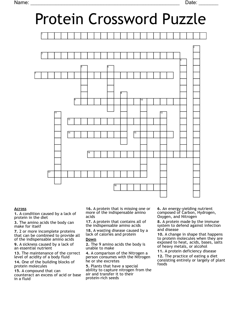 Protein Crossword Puzzle