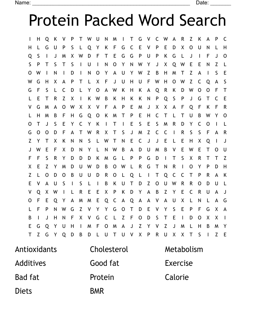 Protein Packed Word Search 