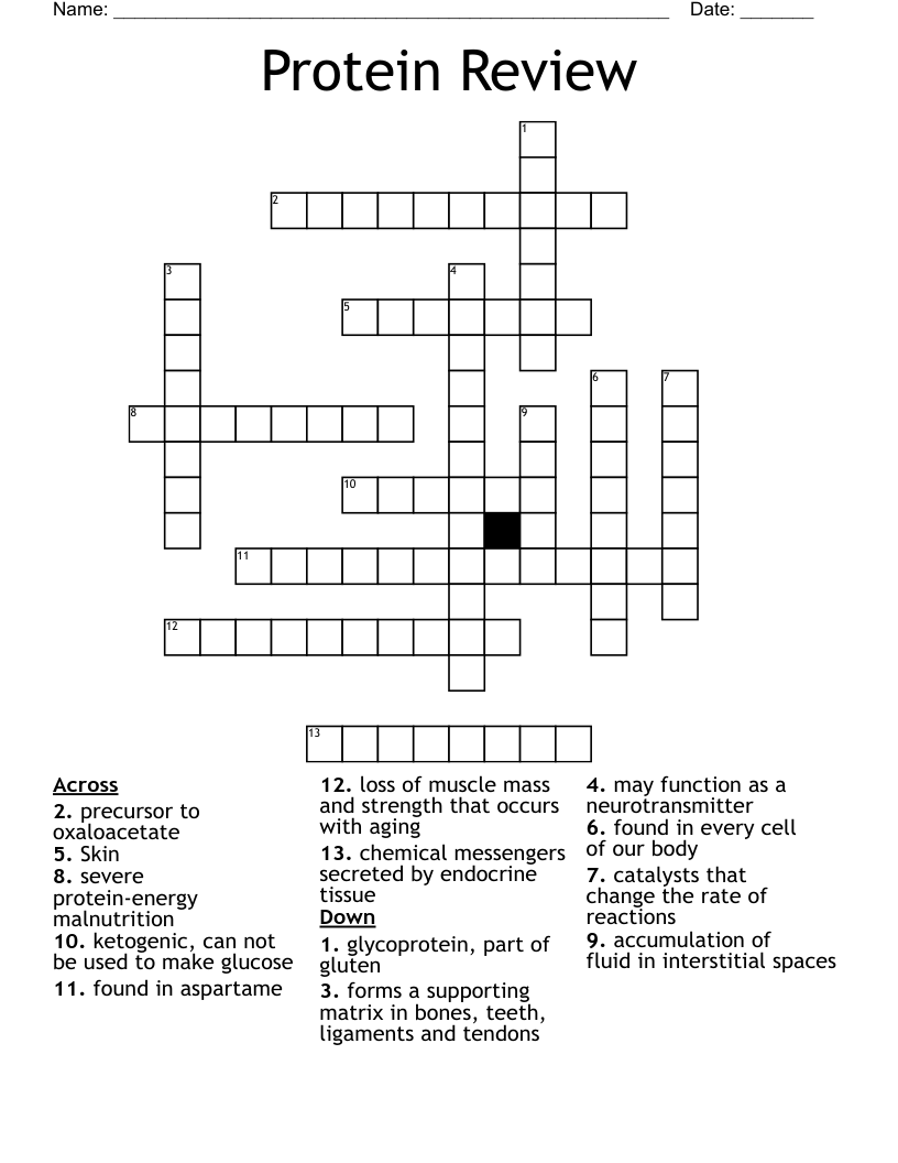 Protein Review Crossword