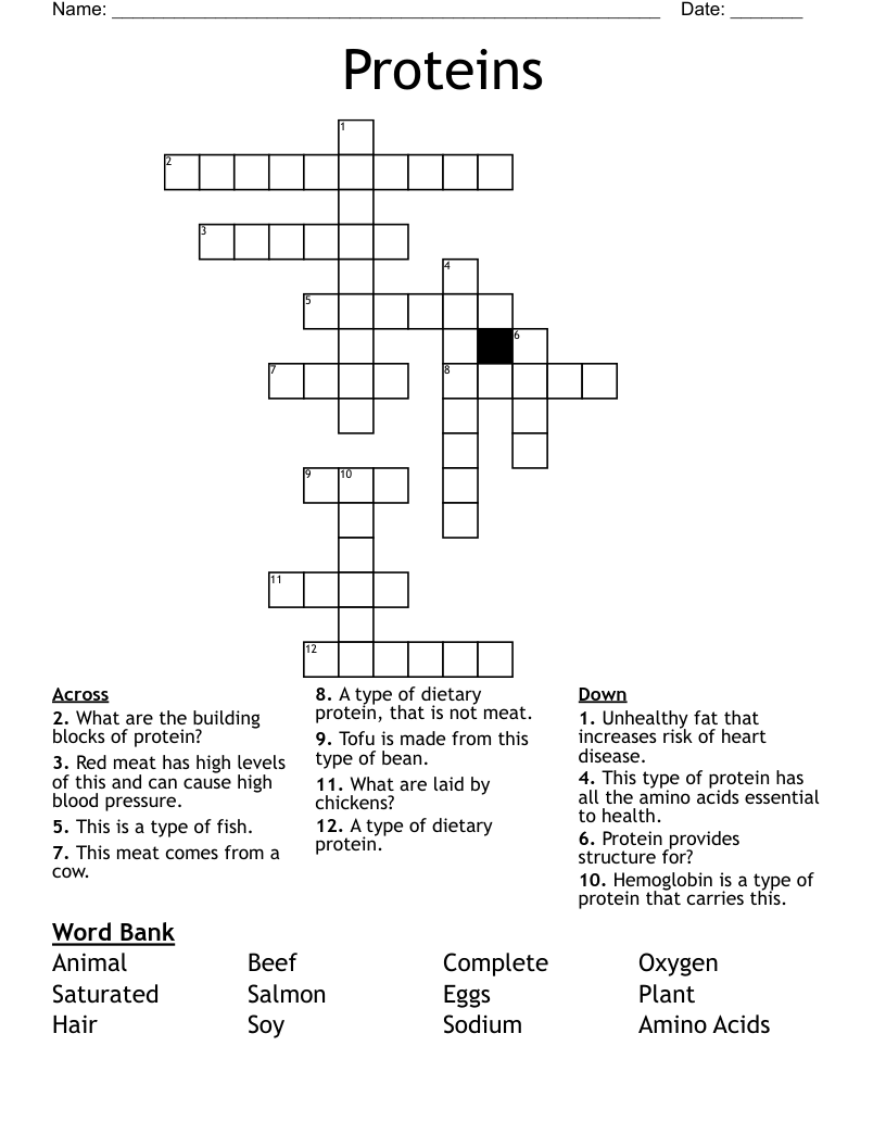 Proteins Crossword