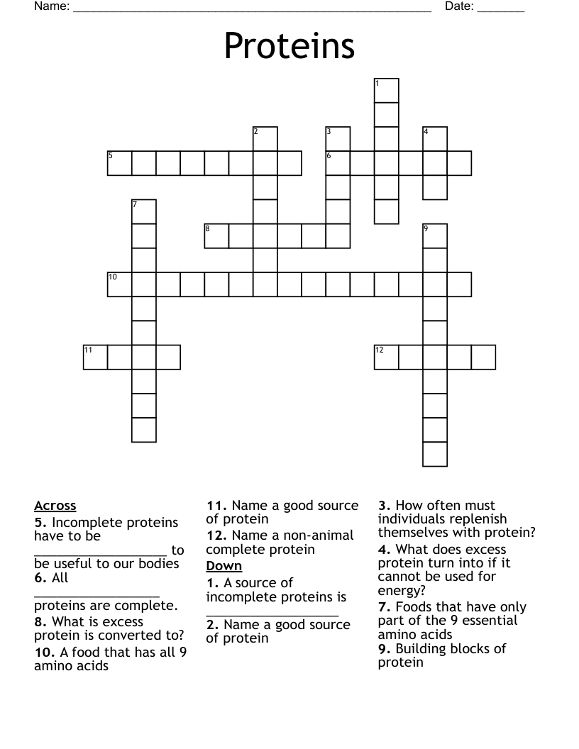 Proteins Crossword